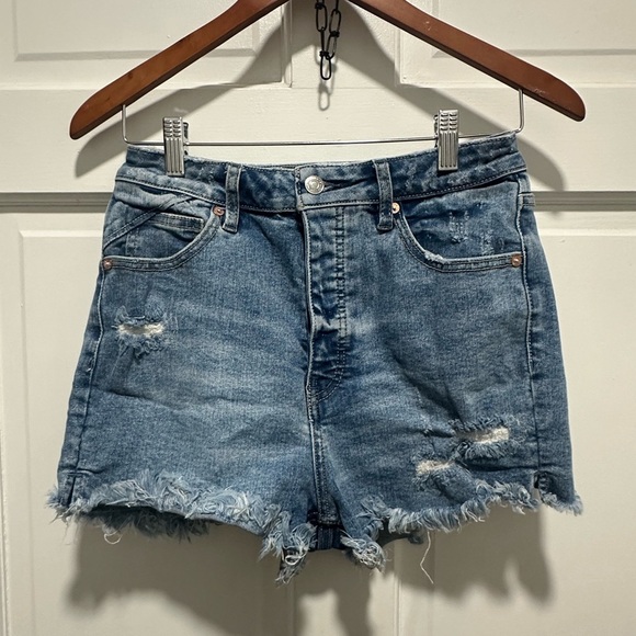 Free People Curvy High Waist Button Fly Denim Shorts 27 - Picture 3 of 8